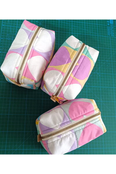 NGA Pembe Büyük Kalp Desenli Kalpli Geniş Organizer Makyaj Çantası Seyahat Ça...