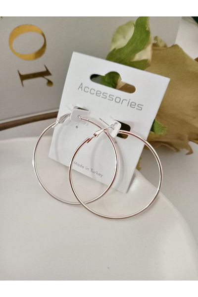 mos&more 5cm Silver Medium Size Hoop Women's Earrings