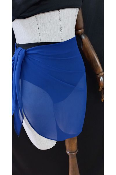 Qrsln Saks Blue Daisy Chiffon Short Pareo