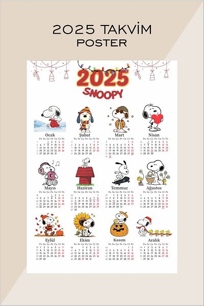 Piksel Grafik Αφίσα ημερολογίου 2025 Snoopy A4
