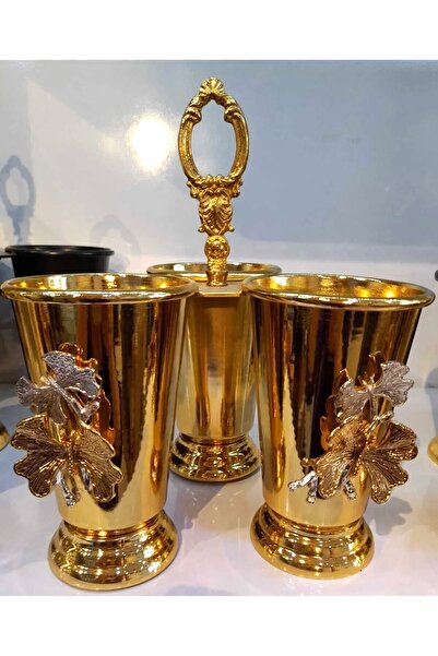PARILTI HOME COLLECTİON 3'lü Lüks Kaşıklık Altın Ve Kelebek Figürlü