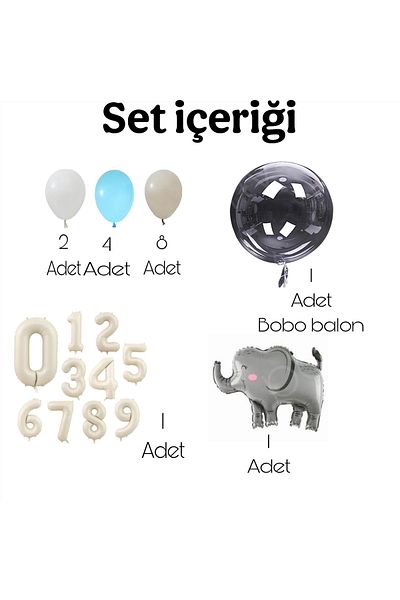 CUGY Bobo Balloon Mini Birthday Party Celebration Set with Elephant Concept