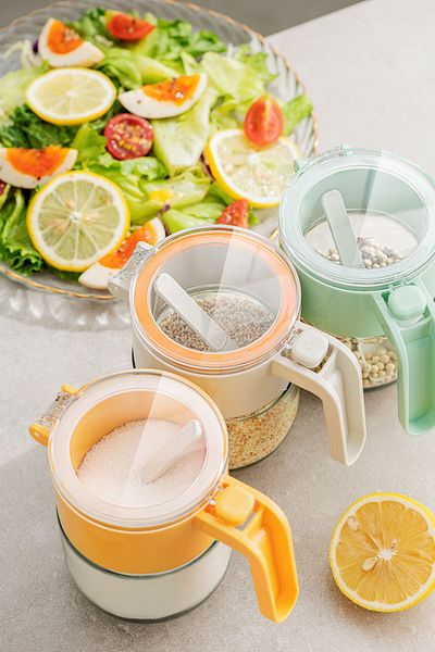 M'art Home Pinmoo Locked Orange Spice Rack with Spoon - 300 Ml.