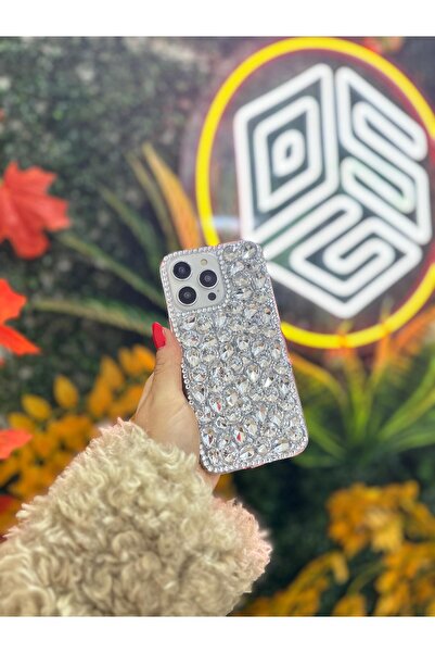 OSG Iphone 13 Pro Max Kılıf Ultra Lüx Renkli Damla Taşlı Kokoş Kılıf