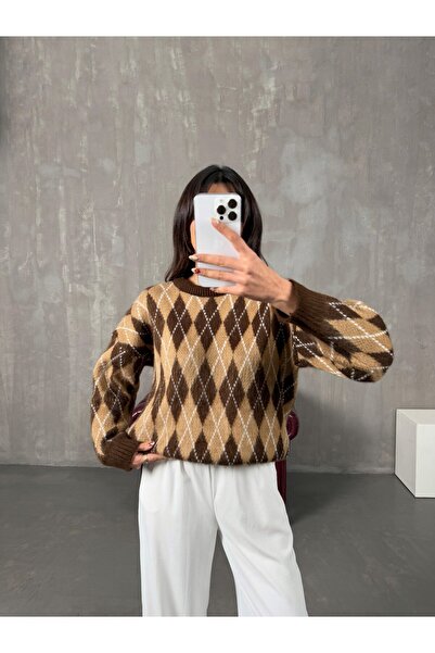 Jose Clothing One Premium Series Wool Diamond Pattern Short Knitwear Sweater