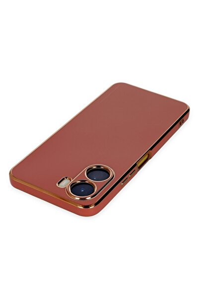 TechTrove Vivo Y16 Kılıf Kamera Korumalı Kenarları Altın Tasarımlı Parlak Silikon Kapak