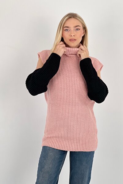 Miss Poem Ženska rolka Otkrivena ramena Oversize kroj Dugačka pletena vesta o...