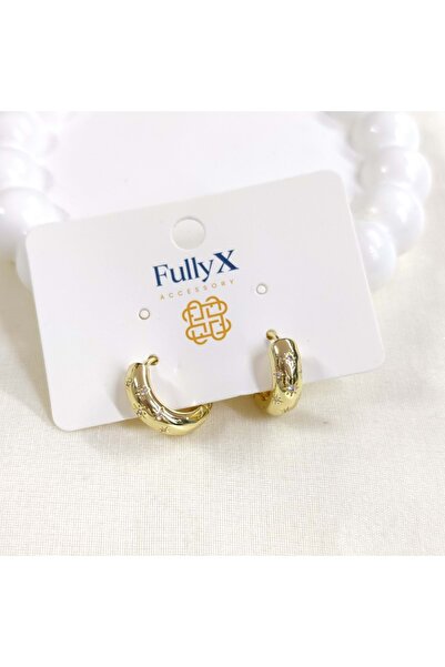 Güler Yüzlü Silver FULLYX 13 ملم حلق على شكل نجمة بتفاصيل حجرية بسمك 7 ملم ذهبي