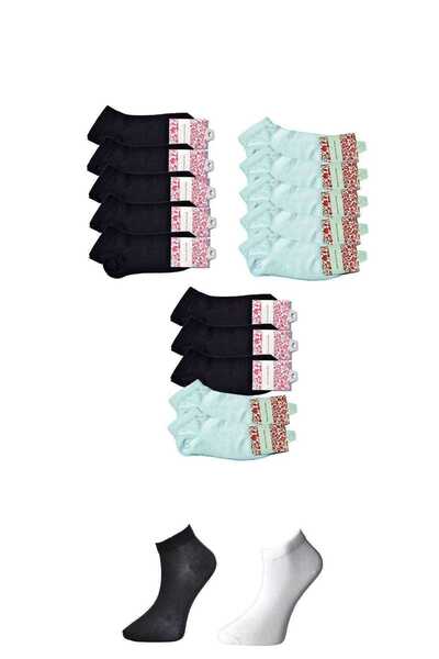 Royaleks Black and White Women's Ankle Socks 15 pairs