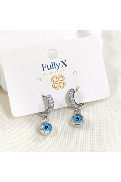 Güler Yüzlü Silver FULLYX 9 ملم عين زجاجية شريرة 10 ملم أقراط دائرية سميكة - ...