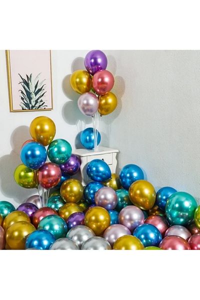 BALON DİYARI Balloon Land 5 Inch Mini Chrome Mirrored Balloon 15 Pieces