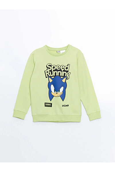 LC Waikiki Φούτερ για αγόρια LCW Kids Green Crew Neck Sonic με τύπωμα