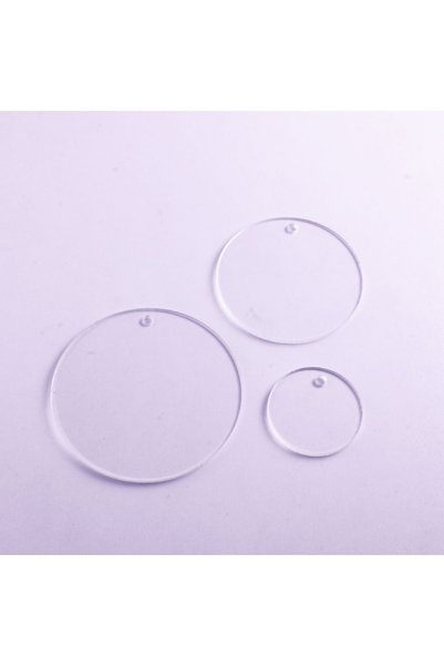 estölye Plexiglass Keychain Decorative Circle 5 cm Diameter 100 Pieces Transparent (2mm Wall Thickness)