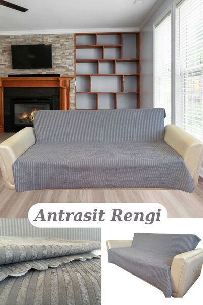 Genel Markalar Süngerli Koltuk Örtüsü, Kaymaz Taban, Çizgili Desen 175 X 210