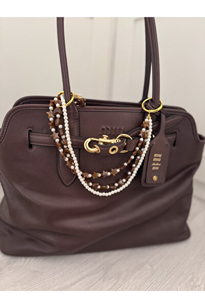 CHARMLUCKY KAHVE KALP-YILDIZ-İNCİ ÇANTA CHARMI