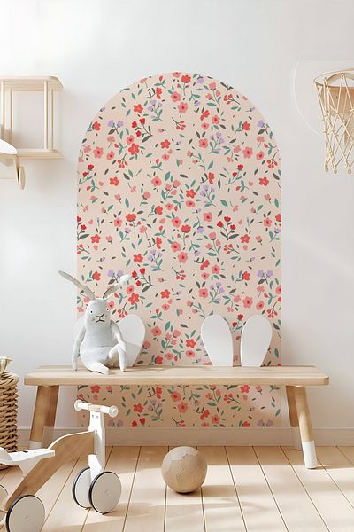 Grafikup Autocolant de perete decorativ Boho Oval Autocolant de perete oval cu model de flori