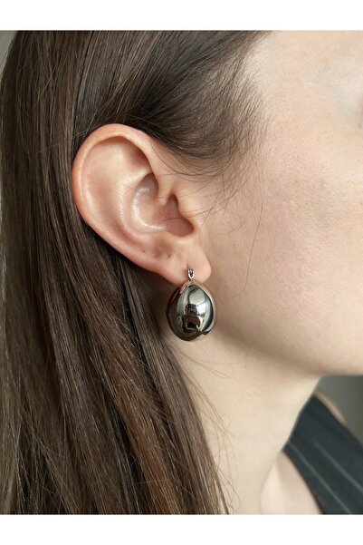 Eda Kunduz Çelik Tombul Gümüş Küpe