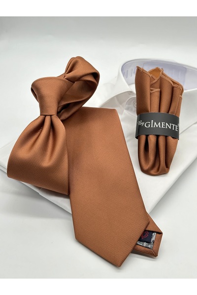 Gutiero Light Brown Plain Classic Handkerchief Tie