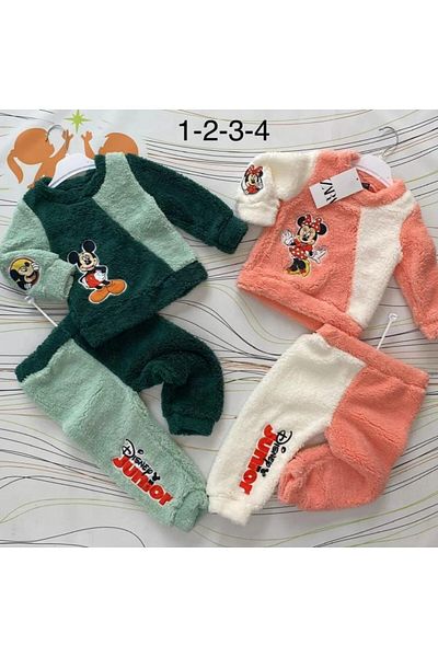 Minizco Plush Mickey Printed Pajama Set