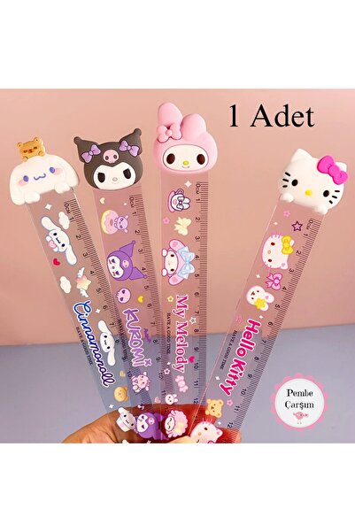Genel Markalar Sanrio Kuromi My Melody Cinnamoroll Hello Kitty Cetvel 1 Adet