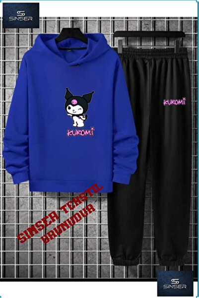 SİNSER TEKS Παιδικό σετ φόρμας με κουκούλα και στάμπα  "KUROMI "