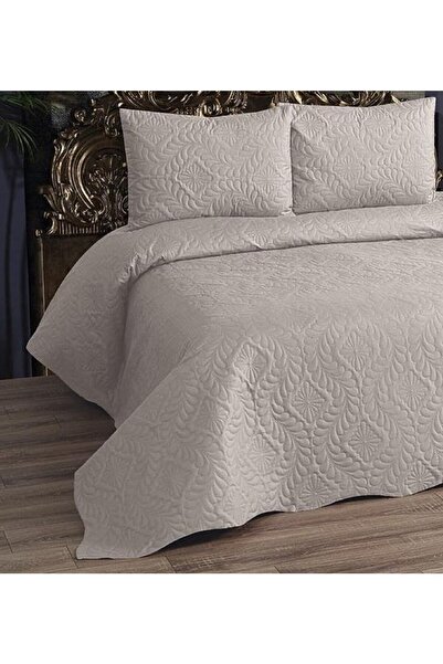 bursa çeyiz Asmin Kapitoneli Ultrasonik Çift Kişilik Yatak Örtüsü 3 Parça Krem