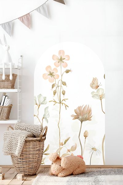 Grafikup Autocolant de perete decorativ Boho Oval Autocolant de perete oval cu model de flori