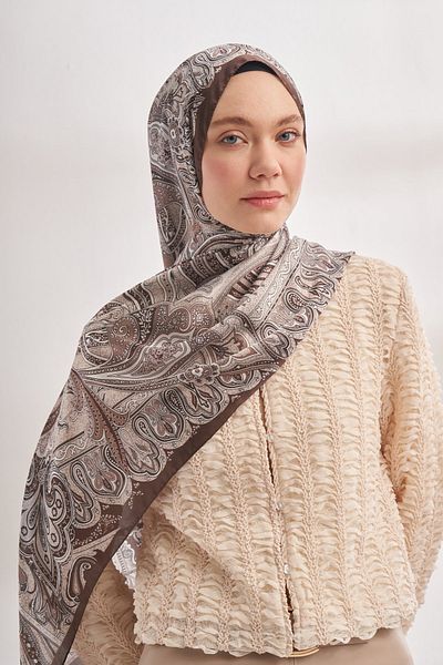 ARMANDA Ethnic Voile Mystigue Pattern Special Series Shawl - Chocolate