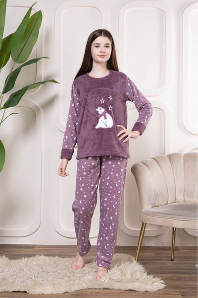 PİJAMMA Fleece Pajamas Set for Girls - Teddy Bear Pattern