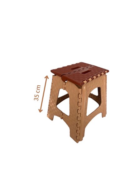 ViZKA Orta Boy Plastik Katlanır Tabure Kamp ve Balıkçı Taburesi Kahverengi