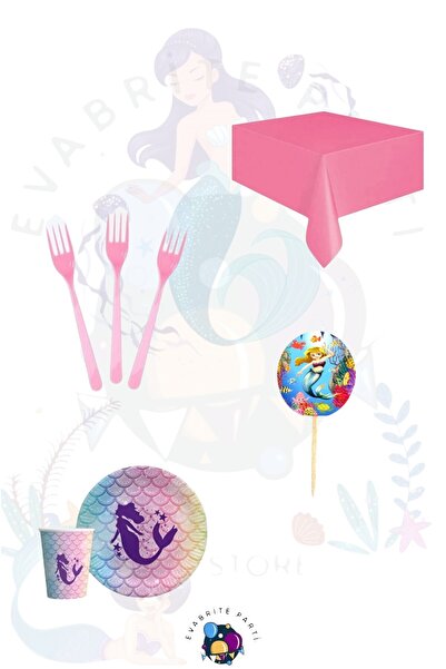 Evabrite Σετ με θέμα Γοργόνα για 16 άτομα Maxiak - Προμήθειες για πάρτι γενεθ...