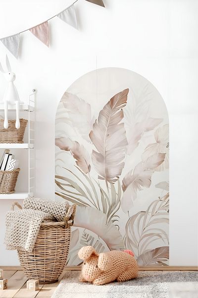 Grafikup Διακοσμητικό αυτοκόλλητο τοίχου Boho Οβάλ Αυτοκόλλητο τοίχου με μοτίβο λουλουδιών
