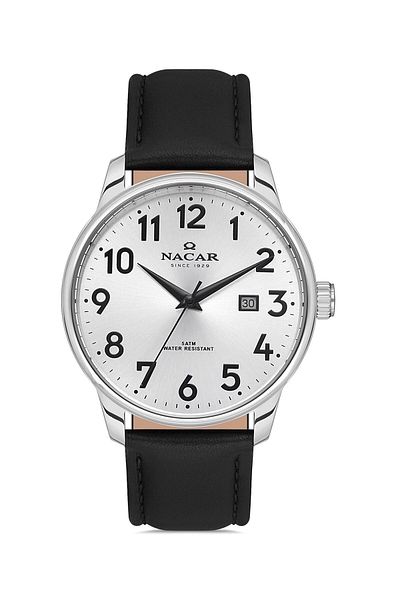 Nacar Black Leather Men's Watch Nc21- 297170 -Asl1