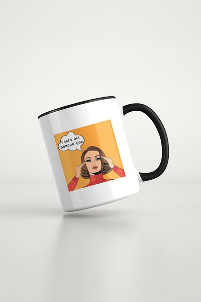 feinas Text Black Porcelain Mug