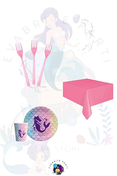 Evabrite Σετ μέσων με θέμα Γοργόνα για 16 άτομα - Προμήθειες για πάρτι γενεθλίων