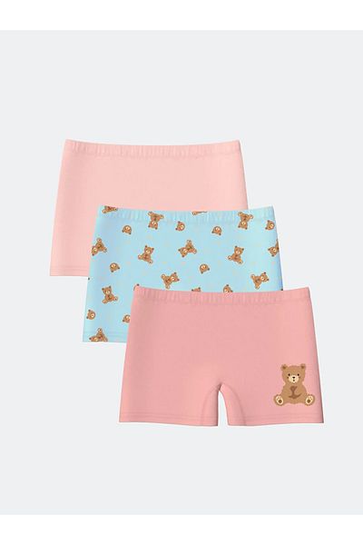 LC Waikiki Lcw Kids Pink Bear Teddy Printed Girls' Boxers 3Pcs