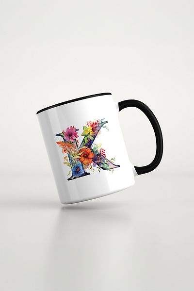 feinas Black Porcelain Mug - Letters
