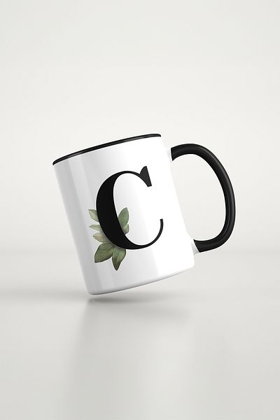 feinas Black Porcelain Mug - Letters