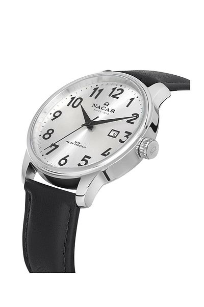 Nacar Black Leather Men's Watch Nc21- 297170 -Asl1