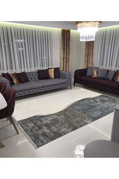 Ecosıa Dijital Kaymaz Yıkanabilir Krem Modern Salon Halısı Mutfak Halısı Yoll...