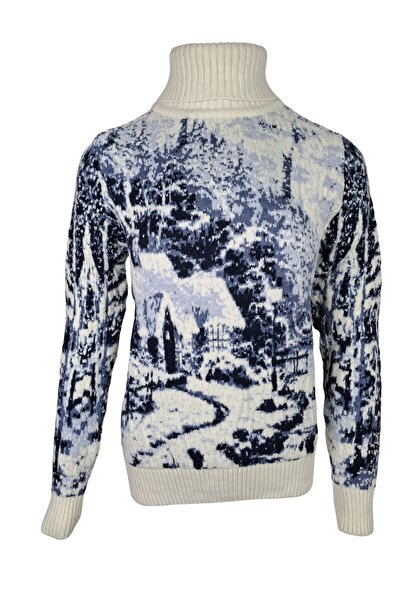 Pulltonic Kış Manzaralı Kadın Kaşmir Yün Kazak