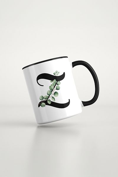 feinas Black Porcelain Mug - Letters