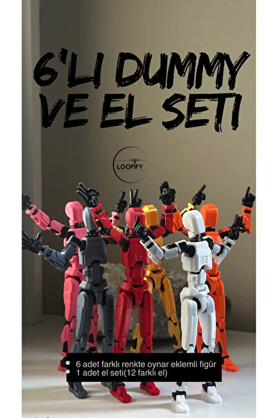 Loopify Lucky 13 Aksiyon Figürü Robot Oyuncak 13cm Set 6'lı Lucky 13 ve 12'li El Seti