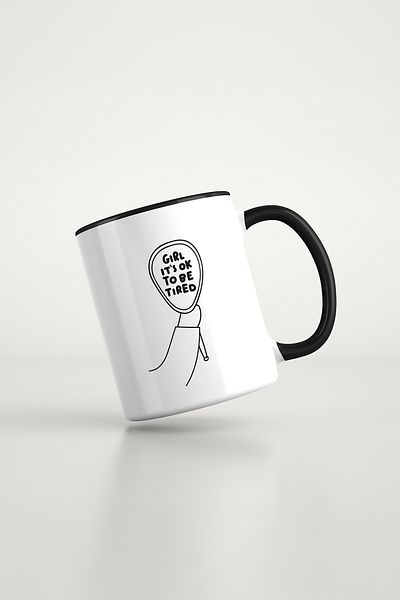 feinas Text Black Porcelain Mug