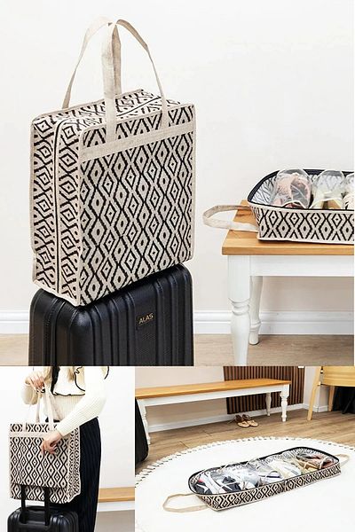 MorPort 6-Compartment Patterned Shoe Sleeve Travel I Liquid-Proof Multi-Purpose Hold Sleeves Makeup Bag