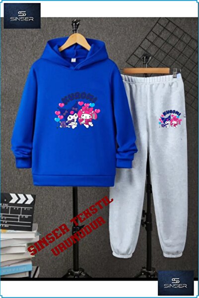 SİNSER TEKS Παιδικό σετ φόρμας με κουκούλα και στάμπα  "SPECIAL KUROMI"