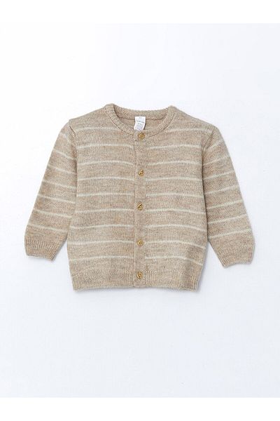 LC Waikiki Lcwk Crew Neck Striped Knitwear Baby Boy Cardigan