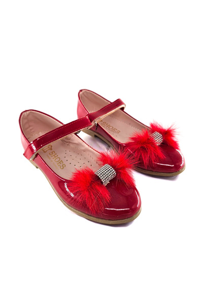 BDKButik Детски балерини с пернати панделки за момиче, лачени детски балерини