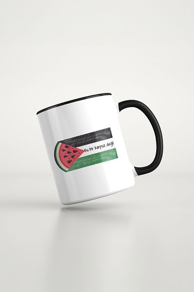 feinas كوب بورسلين أسود فلسطيني