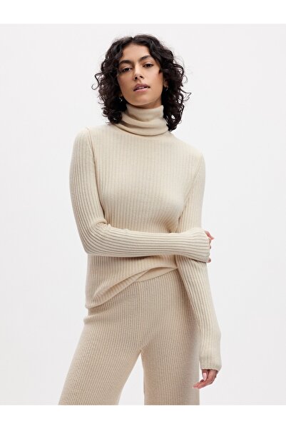 GAP Kadın Krem CashSoft Balıkçı Yaka Kazak